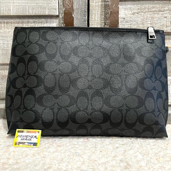 COACH Pouch In Signature Canvas Black And Gray # 29508 - Picture 2 of 11